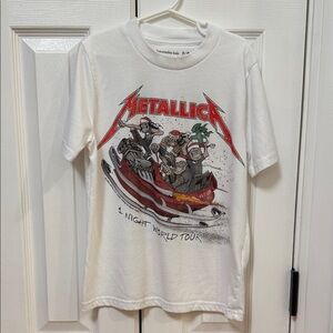 ABERCROMBIE KIDS White METALLICA Graphic Holiday Tee Sz. 9/10